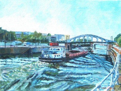 Lemoine-Pont ferroviaire Laeken, montant canal maritime.jpg
